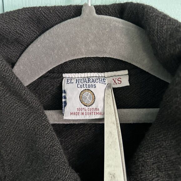 El Huarache Womens Black Woven Cotton Blazer Jacket XS Boho Vtg Minimalist Basic - Picture 2 of 10